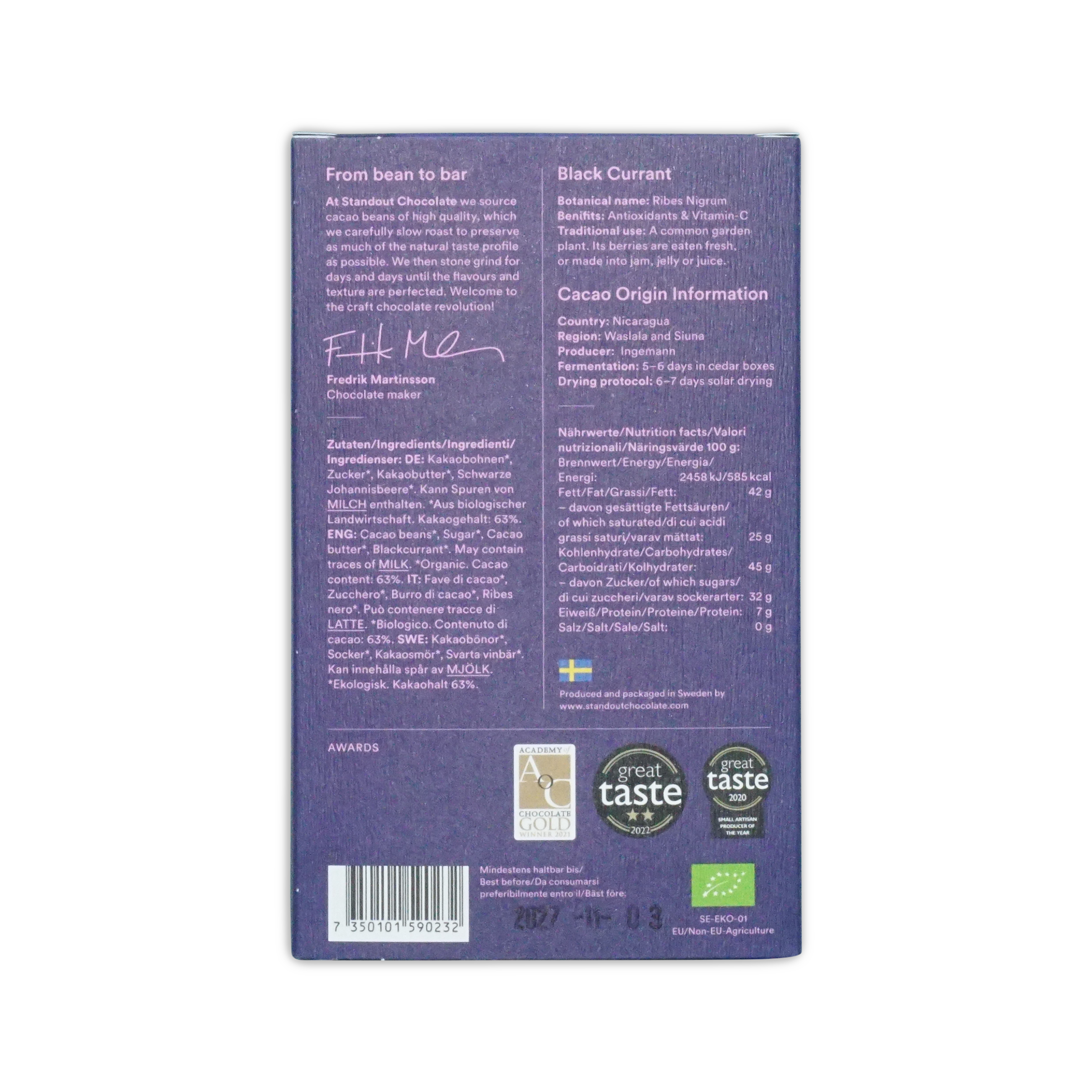 Standout Chocolate Nordic Nature Blueberry 63%