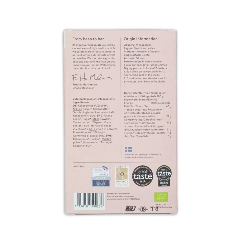 Standout Chocolate Madagascar Sambirano Dark Milk 60%