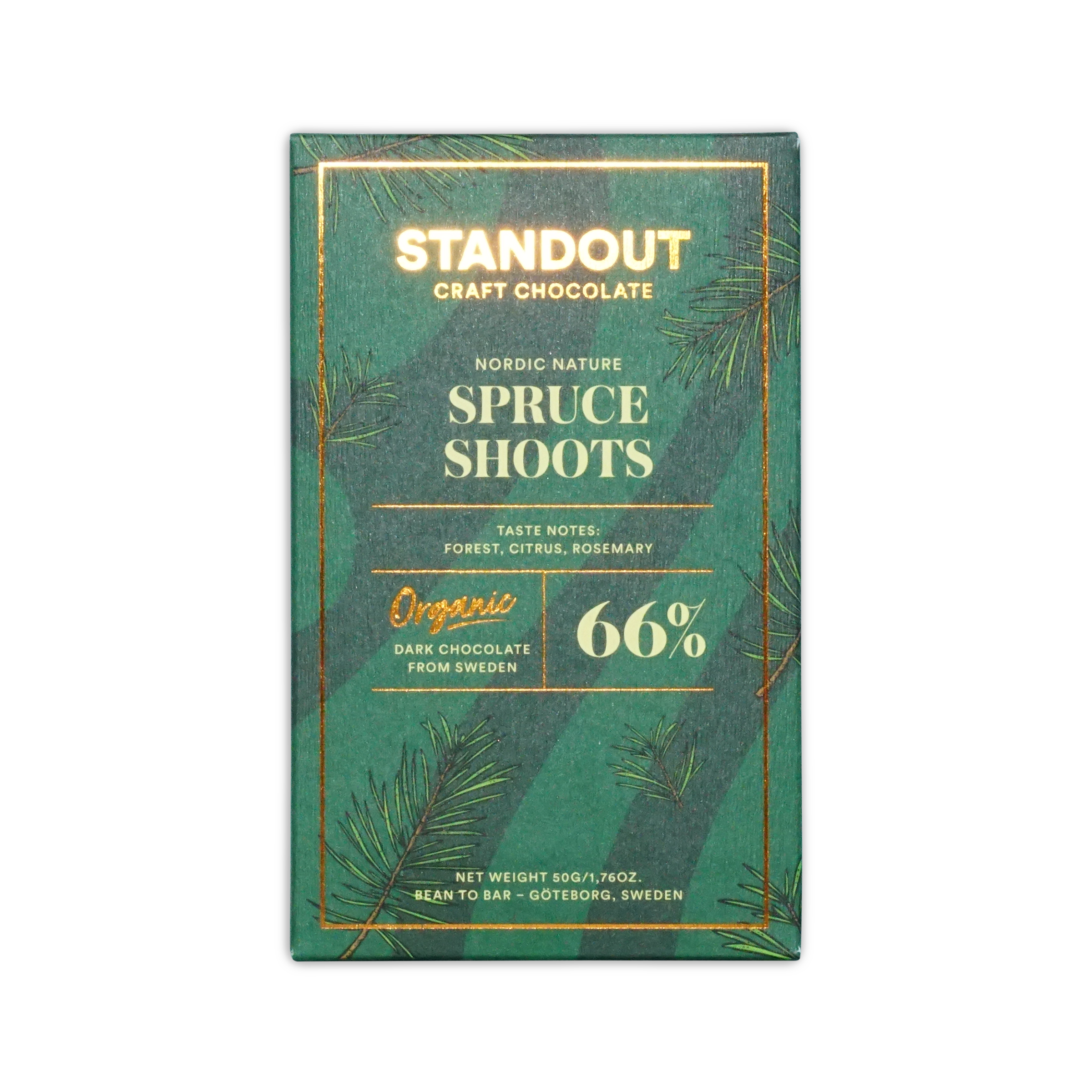 Standout Chocolate Nordic Nature Spruce Shoots 66%