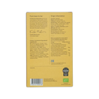 Yellow cardboard wrapper of Standout Chocolate Uganda Semuliki Forest 85 percent with black text and green organic logo