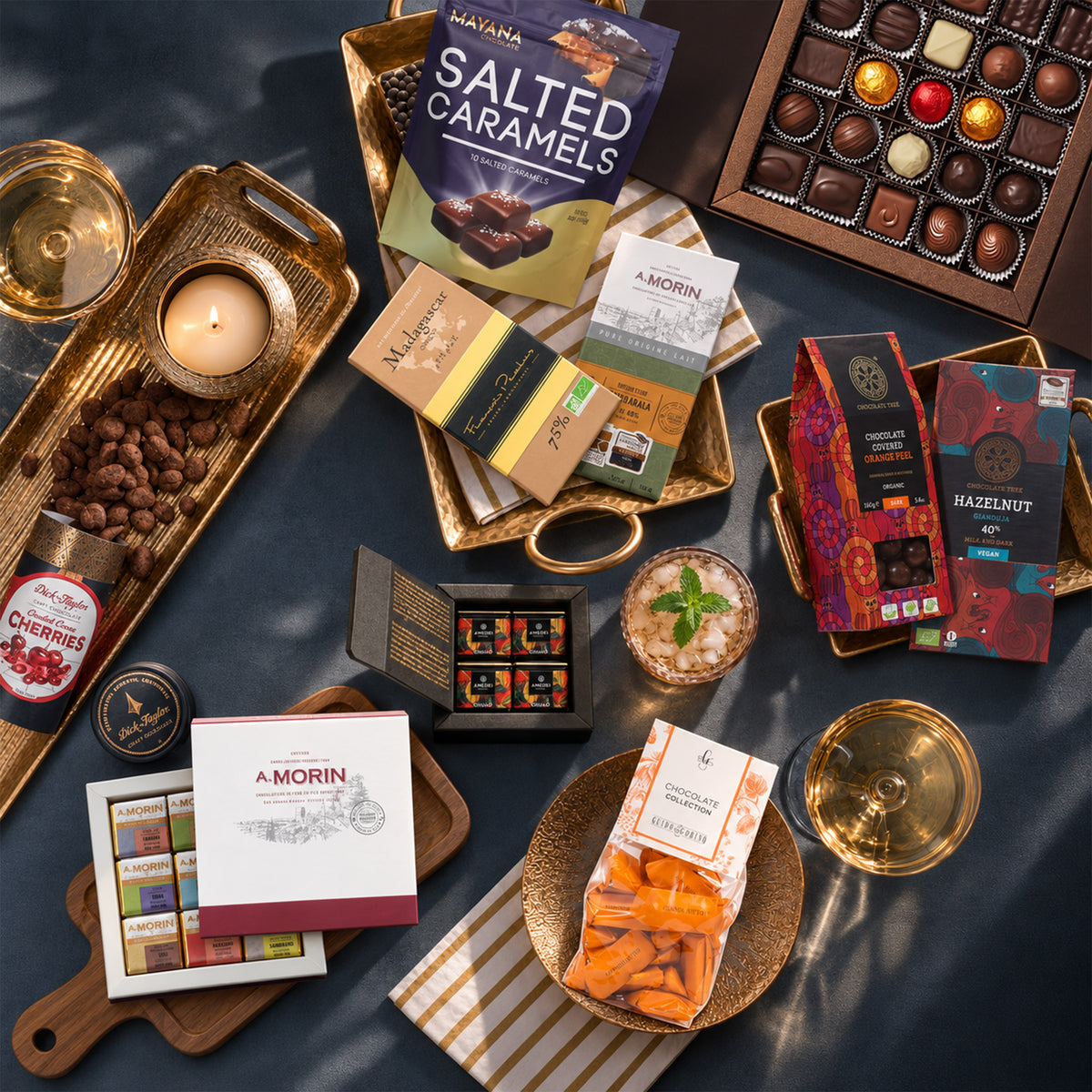Sweet Amends Very Sorry mixed chocolate gift bundle, boxes, caramels and bars.