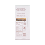 White chocolate bar wrapper with brown and black text featuring premium organic cacao branding for the conscious bar dark almond sea salt 72%