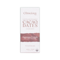 A white rectangular package of the conscious bar dark espresso crunch dark chocolate bar with 72% cacao and no added sugar