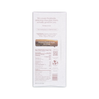 White rectangular chocolate bar wrapper with brown and black text featuring premium organic cacao branding for the conscious bar dark orange blossom 72%