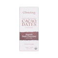 The conscious bar smooth dark chocolate 72 percent in minimalist white and brown packaging with cacao and dates