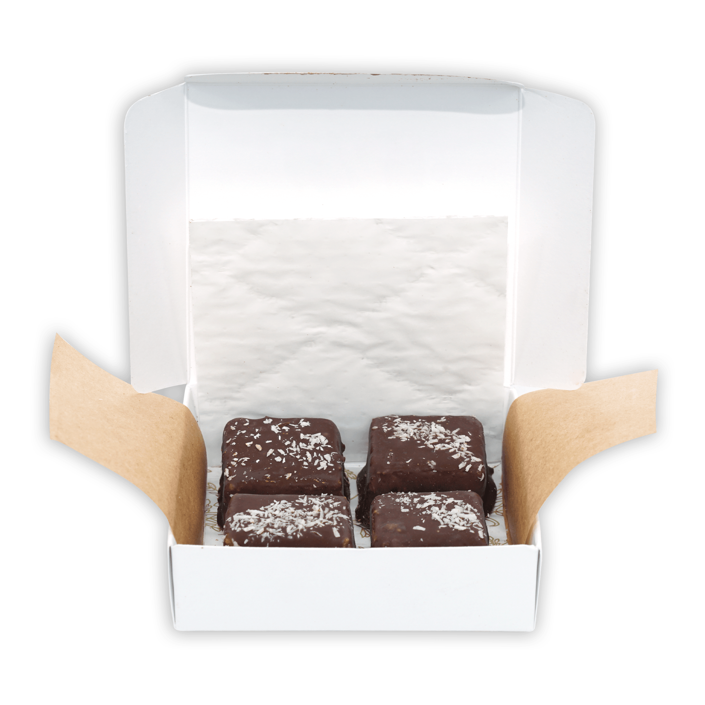 The Organic House Chocolate Coconut Bounty Squares 4 pcs in white box