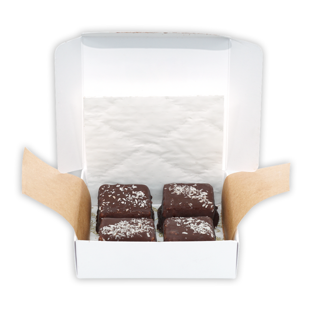The Organic House Chocolate Coconut Bounty Squares 4 pcs in white box