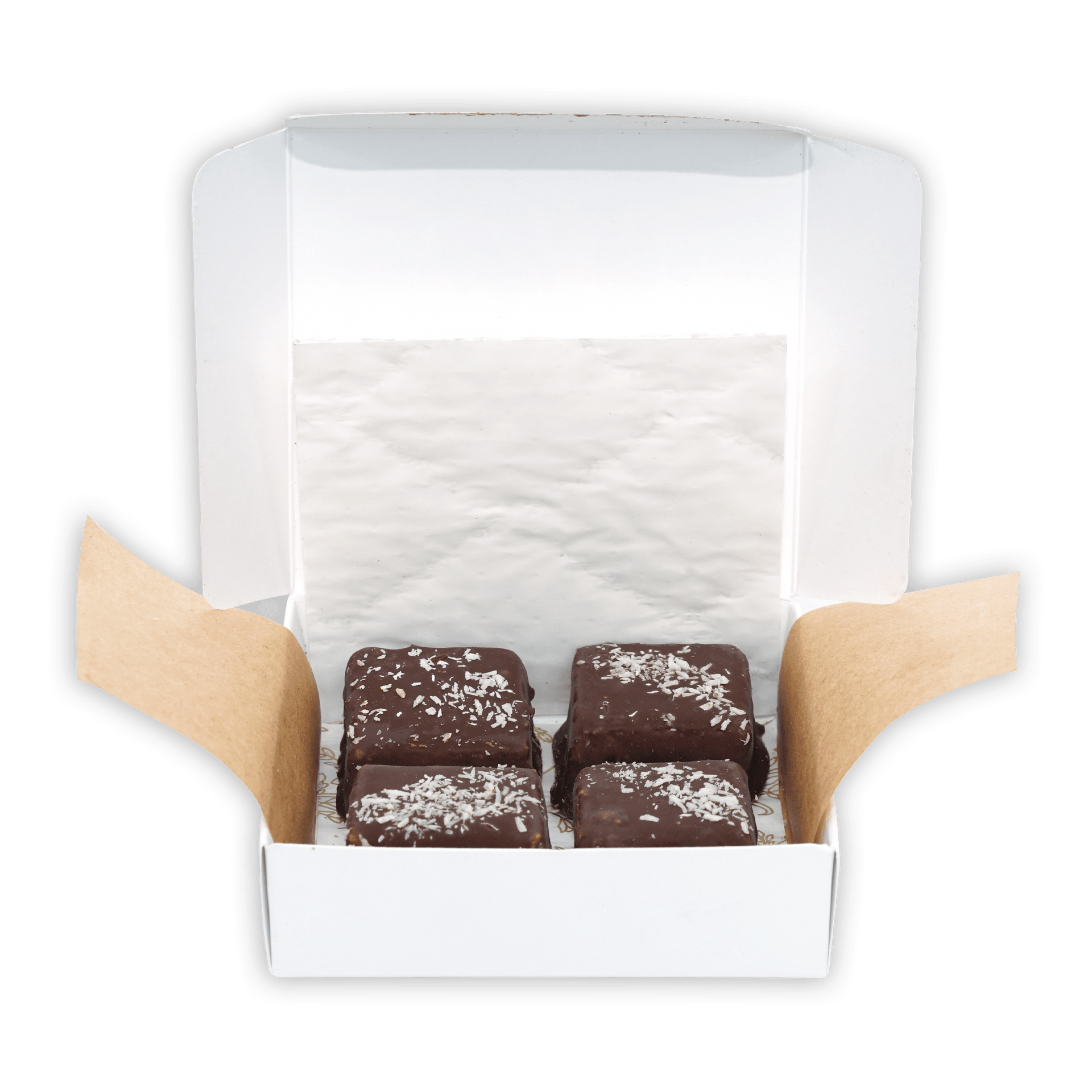 The Organic House Chocolate Coconut Bounty Squares 4 pcs in white box
