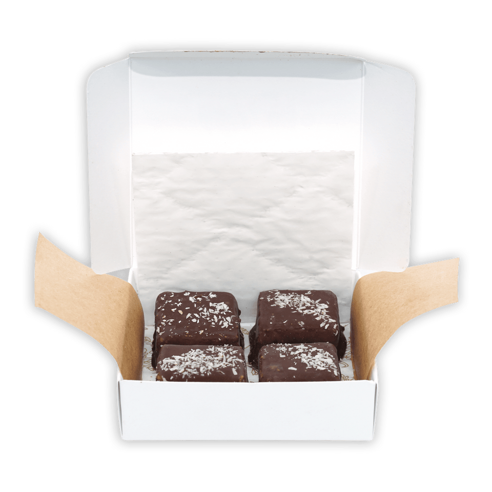 The Organic House Chocolate Coconut Bounty Squares 4 pcs in white box
