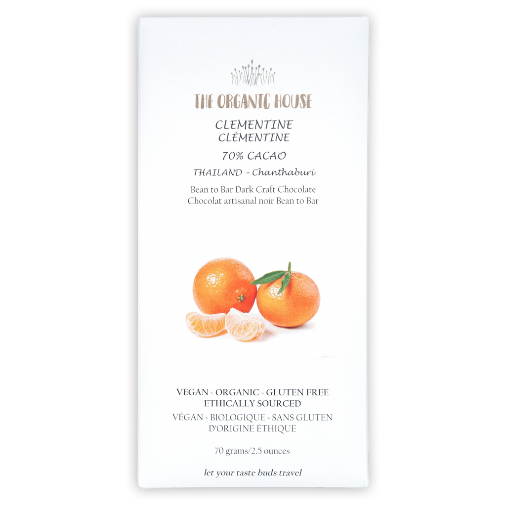 The Organic House 70% dark chocolate bar with clementine rinds