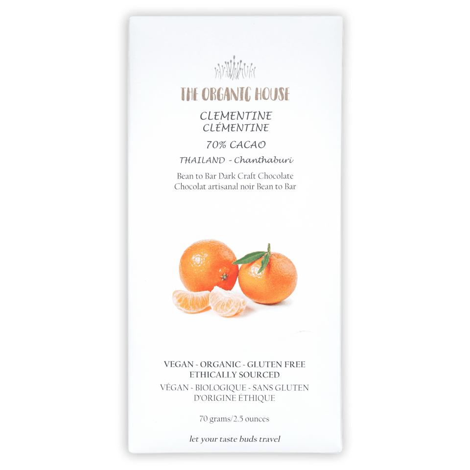 The Organic House 70% dark chocolate bar with clementine rinds
