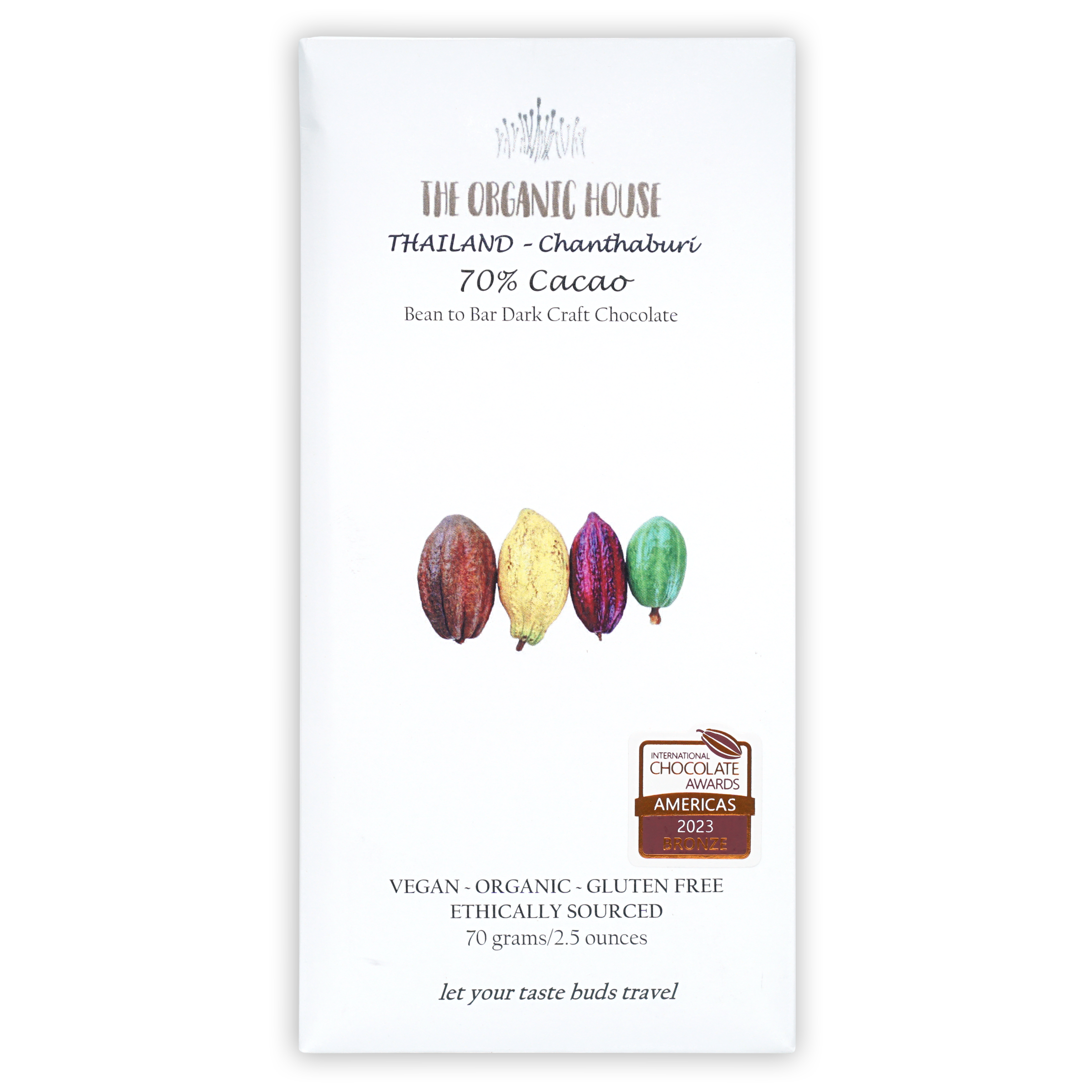 The Organic House Dark Thailand Chanthaburi 70% cacao chocolate bar