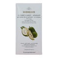 The organic house nature’s candy soursop dark 70% chocolate bar with white wrapper featuring green and black soursop imagery
