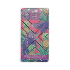 Theo & Philo 65% dark chocolate bar with pineapple salt pink purple raccoon design
