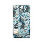 Theo & Philo 90% dark chocolate bar with peacock and leaf design