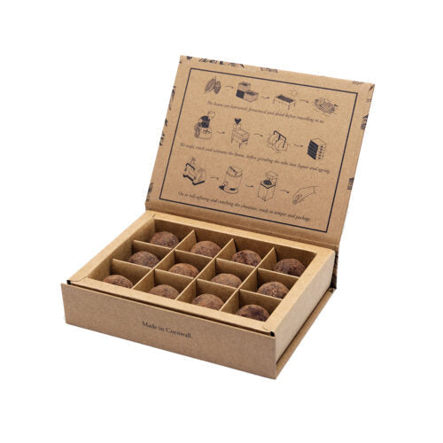 Chocolarder Sea Salt Caramel Truffles Box with 12 dark chocolate truffles