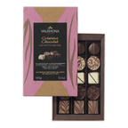 Valrhona Creations 15-piece mixed chocolate gift box with pink gold foil