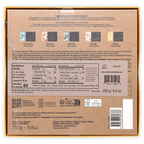 Back of Valrhona Mini Squares Mixed 50 pcs gift box with flavors