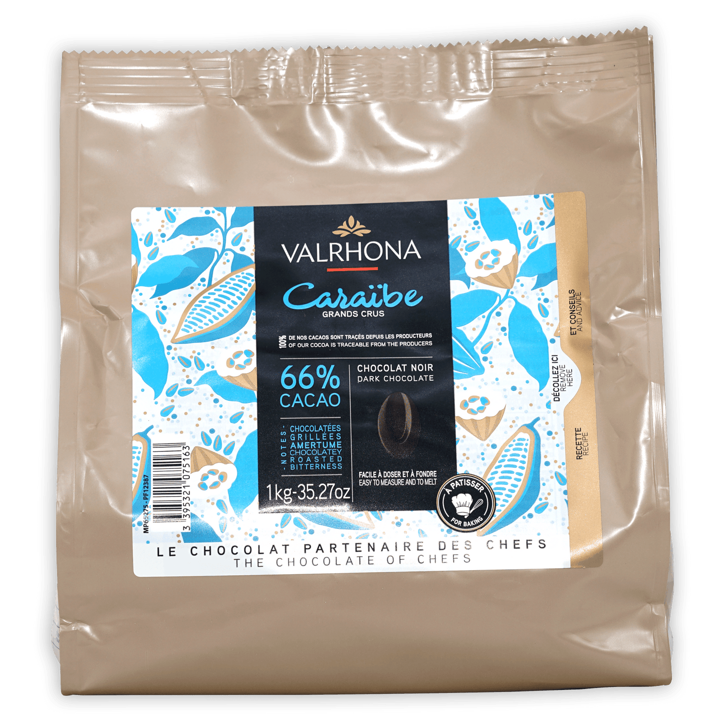 Valrhona Bulk Baking Feves Caraibe Dark Chocolate 66% (1kg)