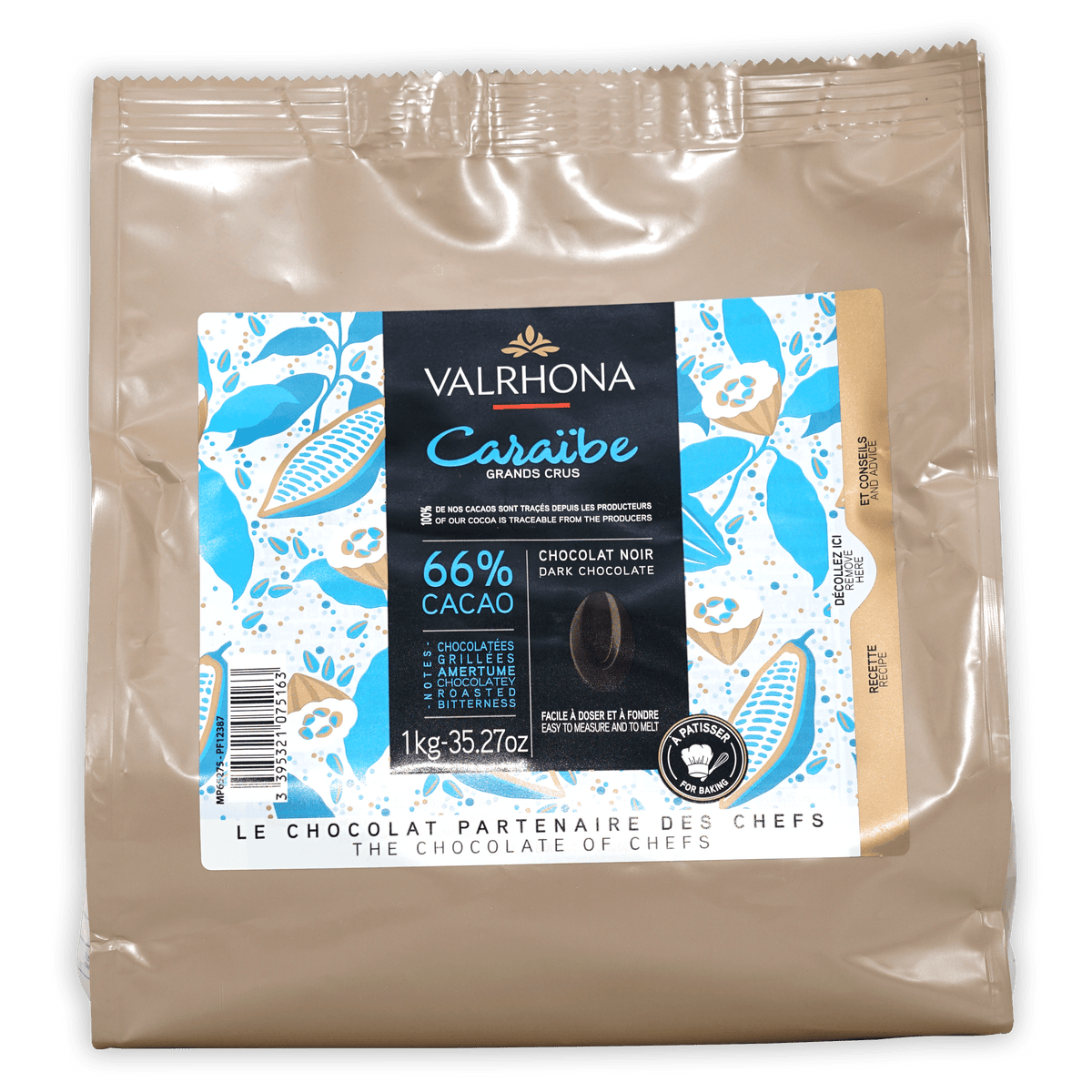 Valrhona Caraibe 66% Dark Chocolate Baking Feves 1kg