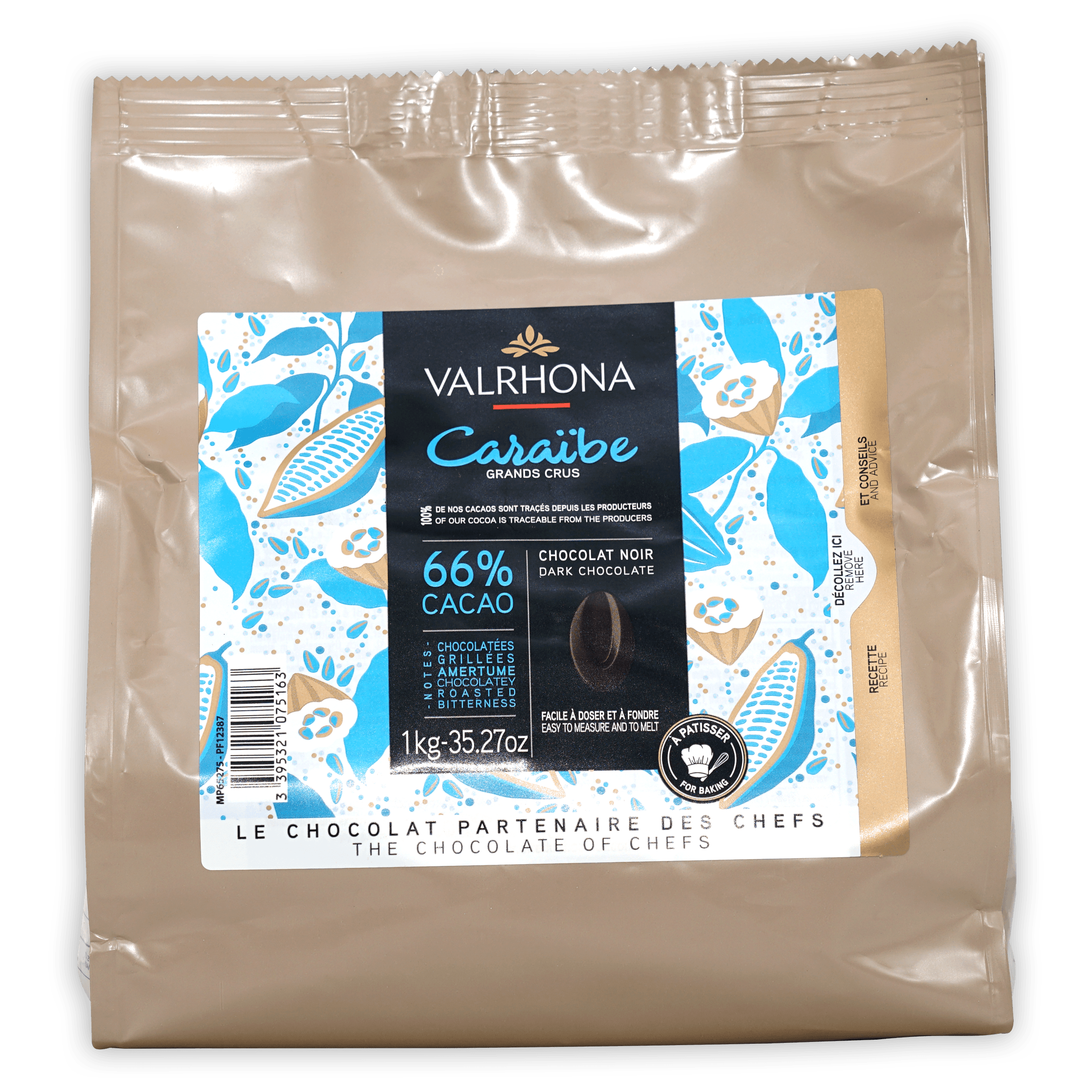 Valrhona Caraibe 66% Dark Chocolate Baking Feves 1kg