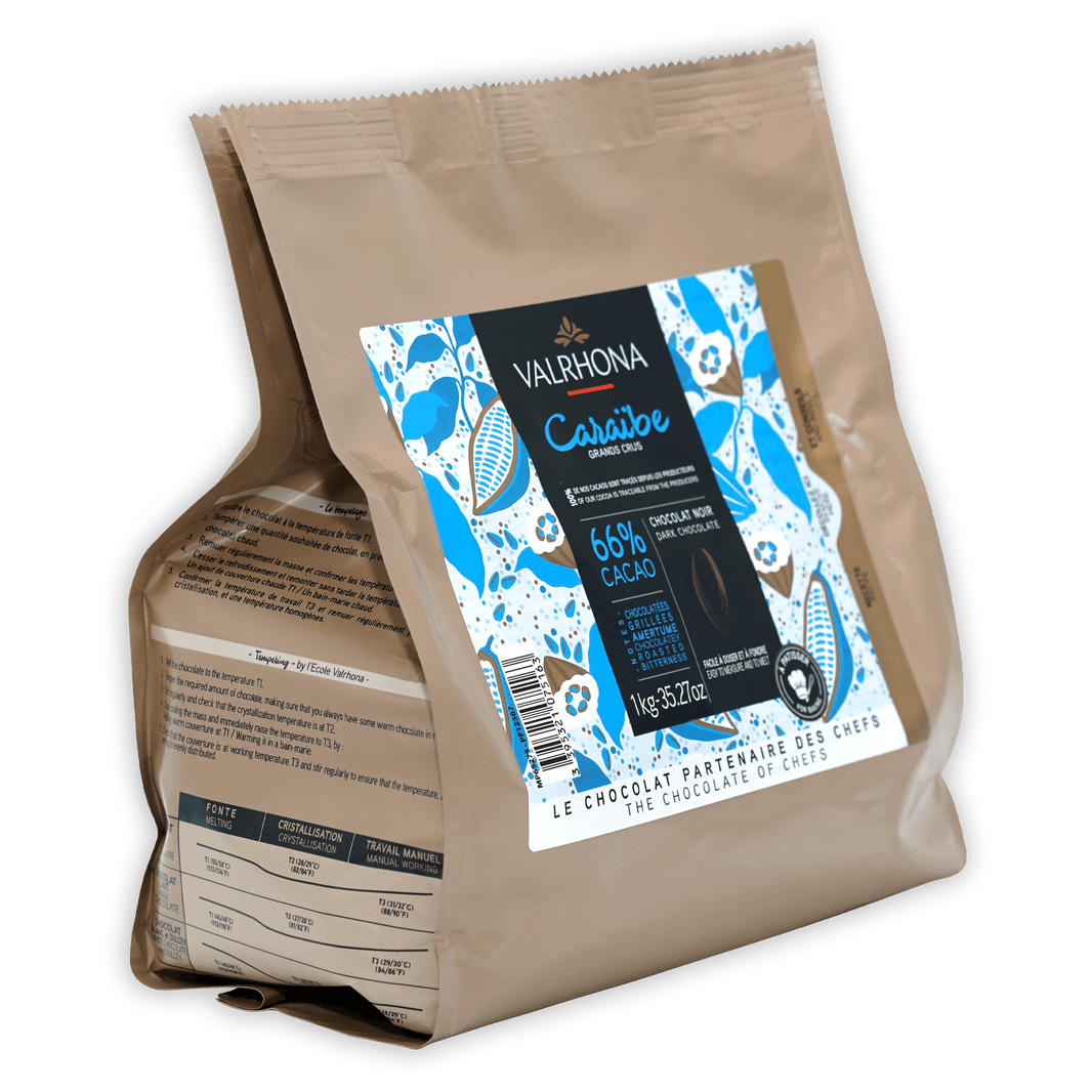 Valrhona Bulk Baking Feves Caraibe Dark Chocolate 66% (1kg)