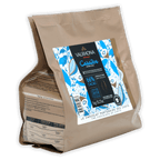 Valrhona Caraibe dark chocolate feves 66% cacao in beige bag with floral label