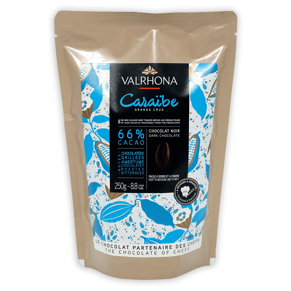 VALRHONA Caraïbe 66% ダークチョコレート 1kg 2袋 Valrhona Caraibe Dark Chocolate Baking Feves 66%