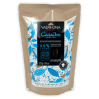Valrhona Caraibe 66% dark chocolate baking feves in beige pouch