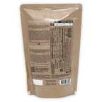 Back of Valrhona Baking Feves Caramelia 36% beige foil pouch with nutrition info