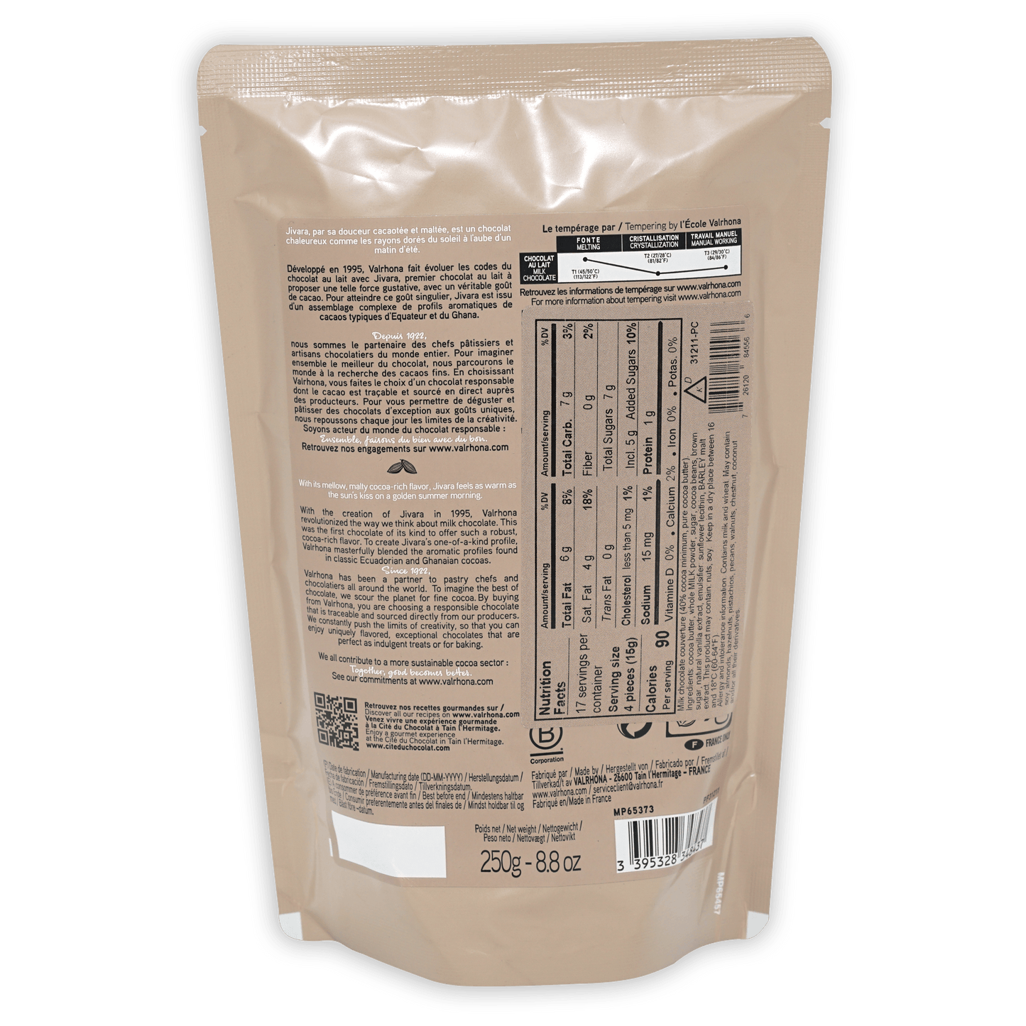 Jivara Milk Chocolate Feves 40% - 1kg - Valrhona
