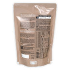 Valrhona Manjari 64% dark chocolate feves beige matte pouch back with nutrition info