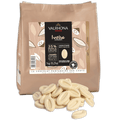 Valrhona Ivoire white chocolate feves 1kg bag with beige black label
