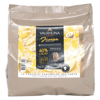 Valrhona Jivara 40% milk chocolate feves bulk 1kg in silver pouch