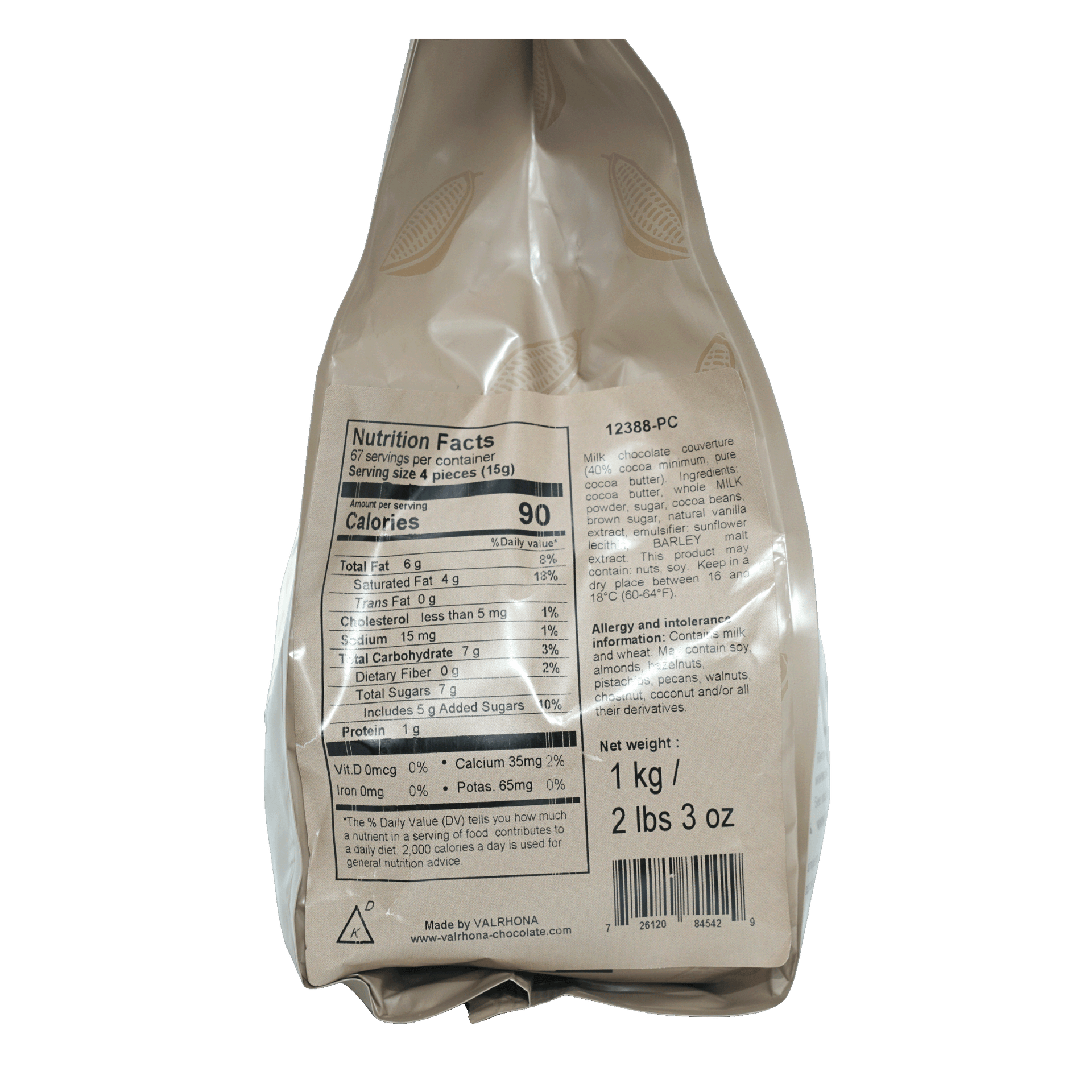 Valrhona Jivara 40% milk chocolate feves bulk 1kg bag