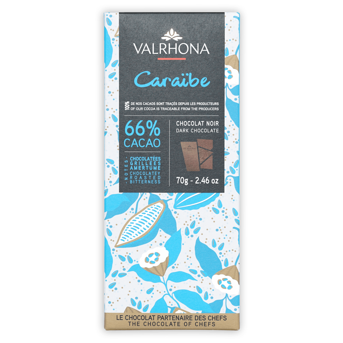 Valrhona Caraibe 66% Grand Cru Dark Chocolate Bar