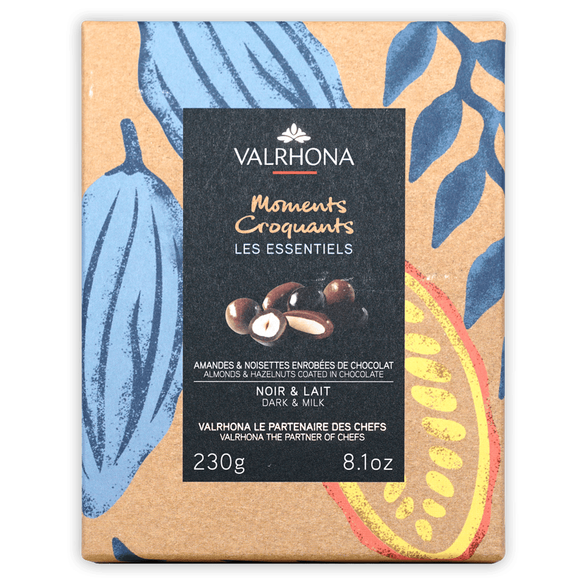 Valrhona Moments Croquants dark and milk chocolate coated almonds and hazelnuts 230g gift box