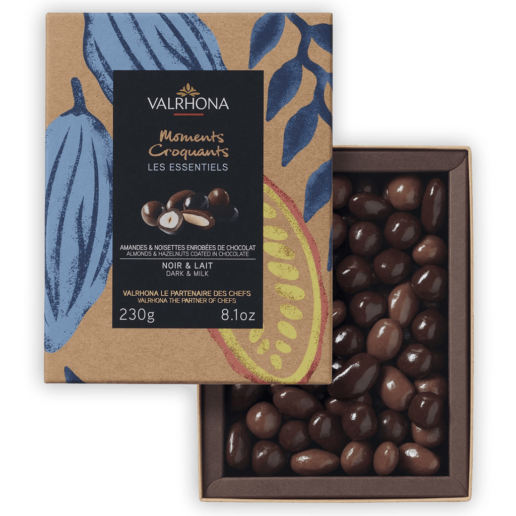Valrhona dark and milk chocolate coated almonds and hazelnuts gift box
