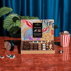 Valrhona Discovery gift box with colorful botanical design and assorted chocolates