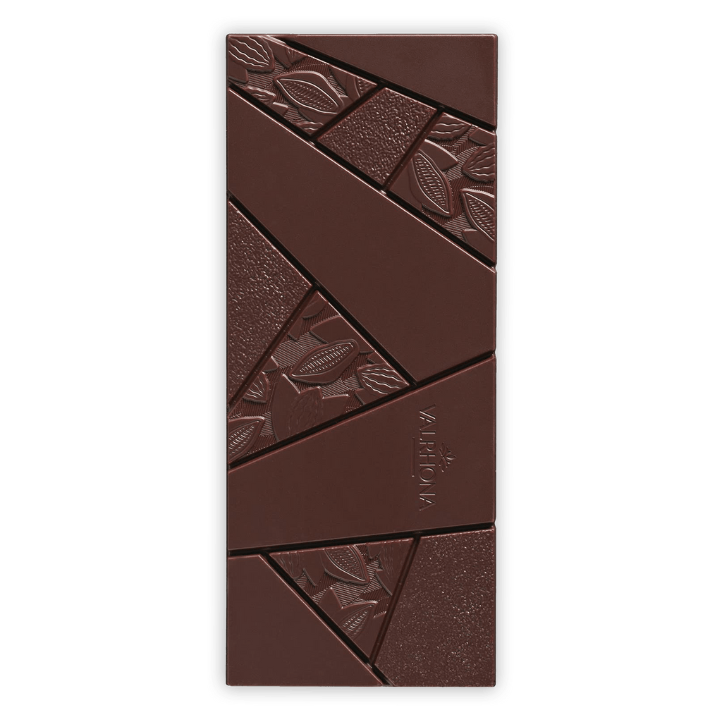 Valrhona Grand Cru Abinao 85% dark chocolate bar with variola embossed design