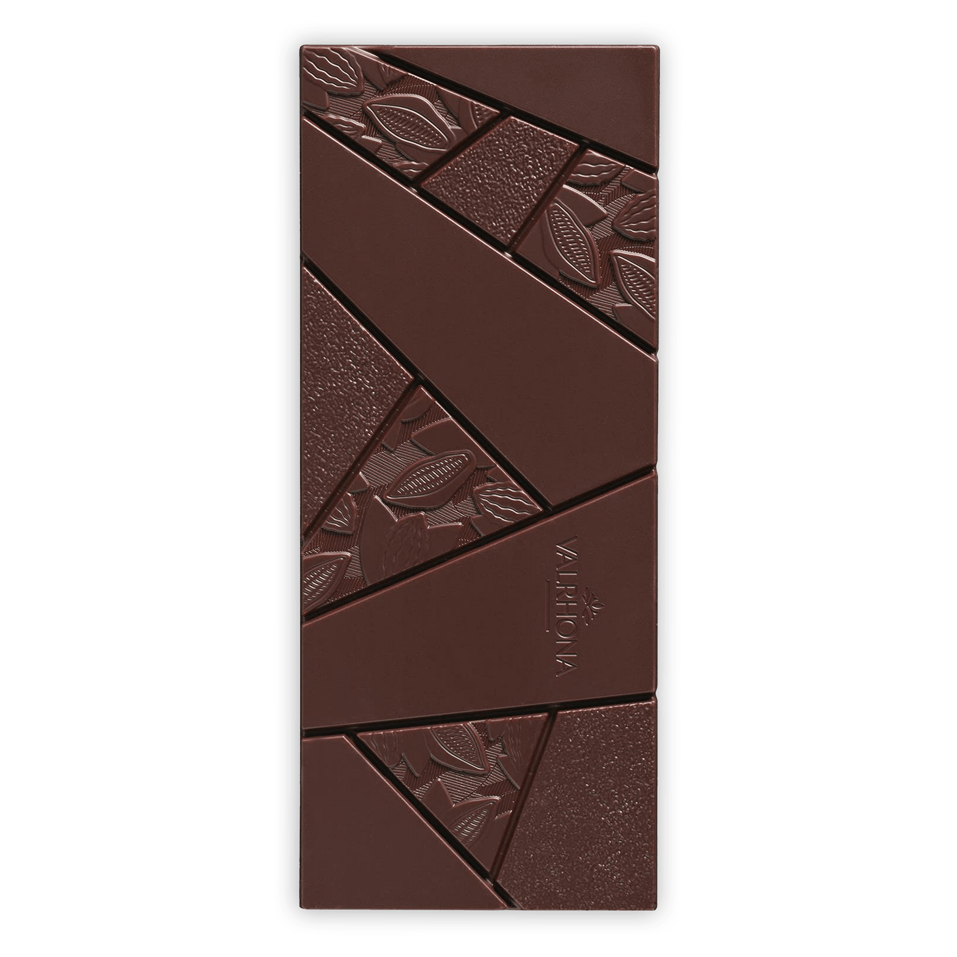 Valrhona Grand Cru Abinao 85% dark chocolate bar with variola embossed design