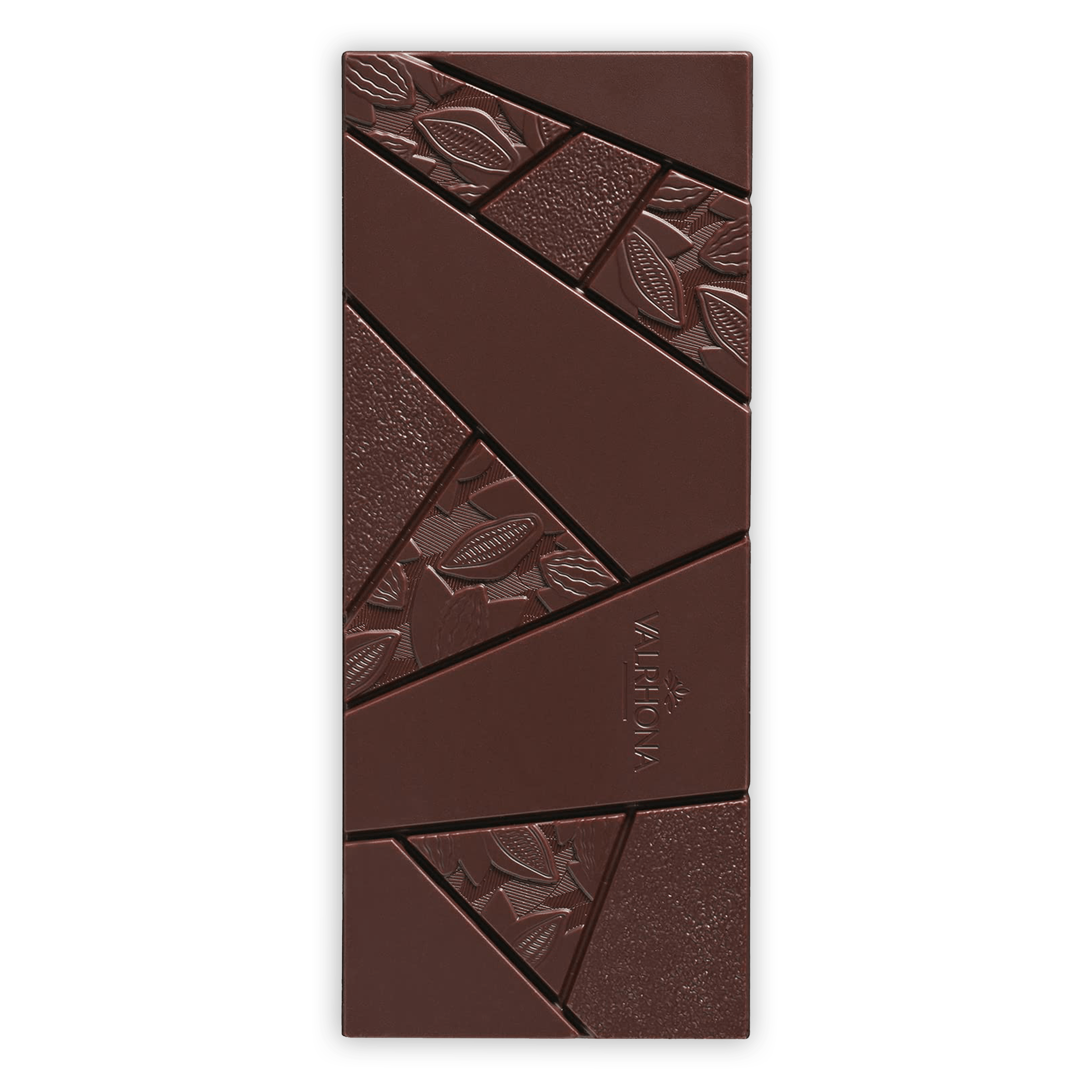 Valrhona Grand Cru Abinao 85% dark chocolate bar with variola embossed design