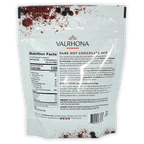 Valrhona dark hot chocolate mix in white pouch with splatter design