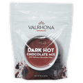 Valrhona dark hot chocolate mix in resealable pouch with cocoa cup image