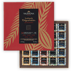Valrhona Mini Squares Dark Grand Crus gift box, 50 intense pcs in red gold pack