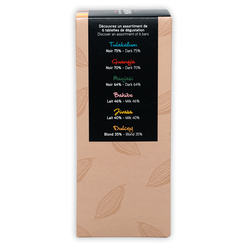Valrhona Tasting Bars gift box with 6 assorted dark milk chocolates