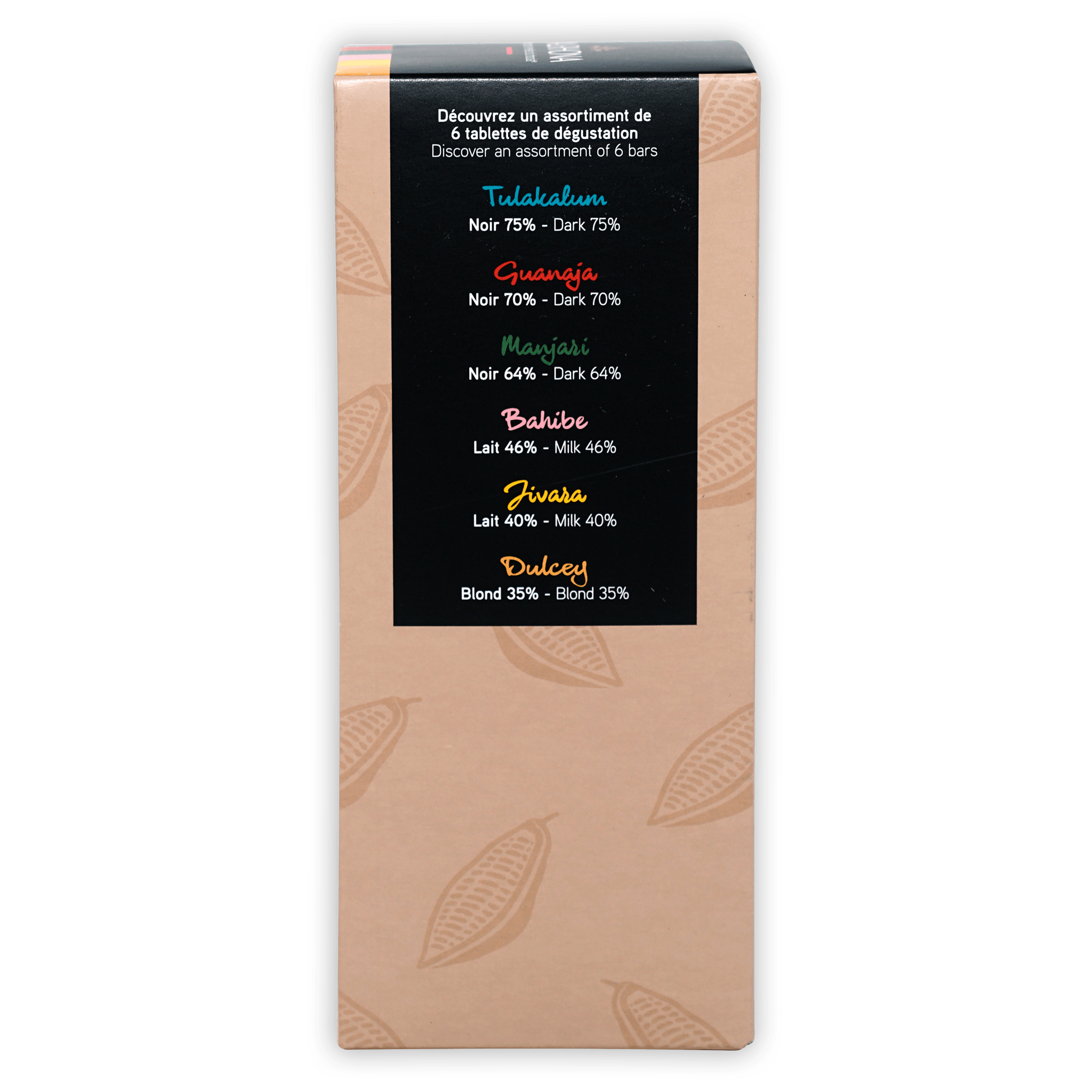 Valrhona Tasting Bars gift box with 6 assorted dark milk chocolates