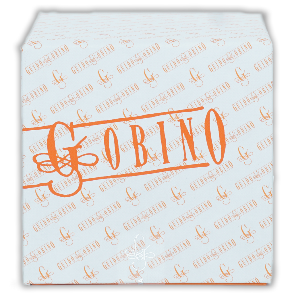 Guido Gobino assorted chocolate cube large box with orange Giobino branding