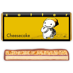 Zotter Cheesecake Milk Chocolate 50% bar with creamy filling, purple jam, crumbly topping