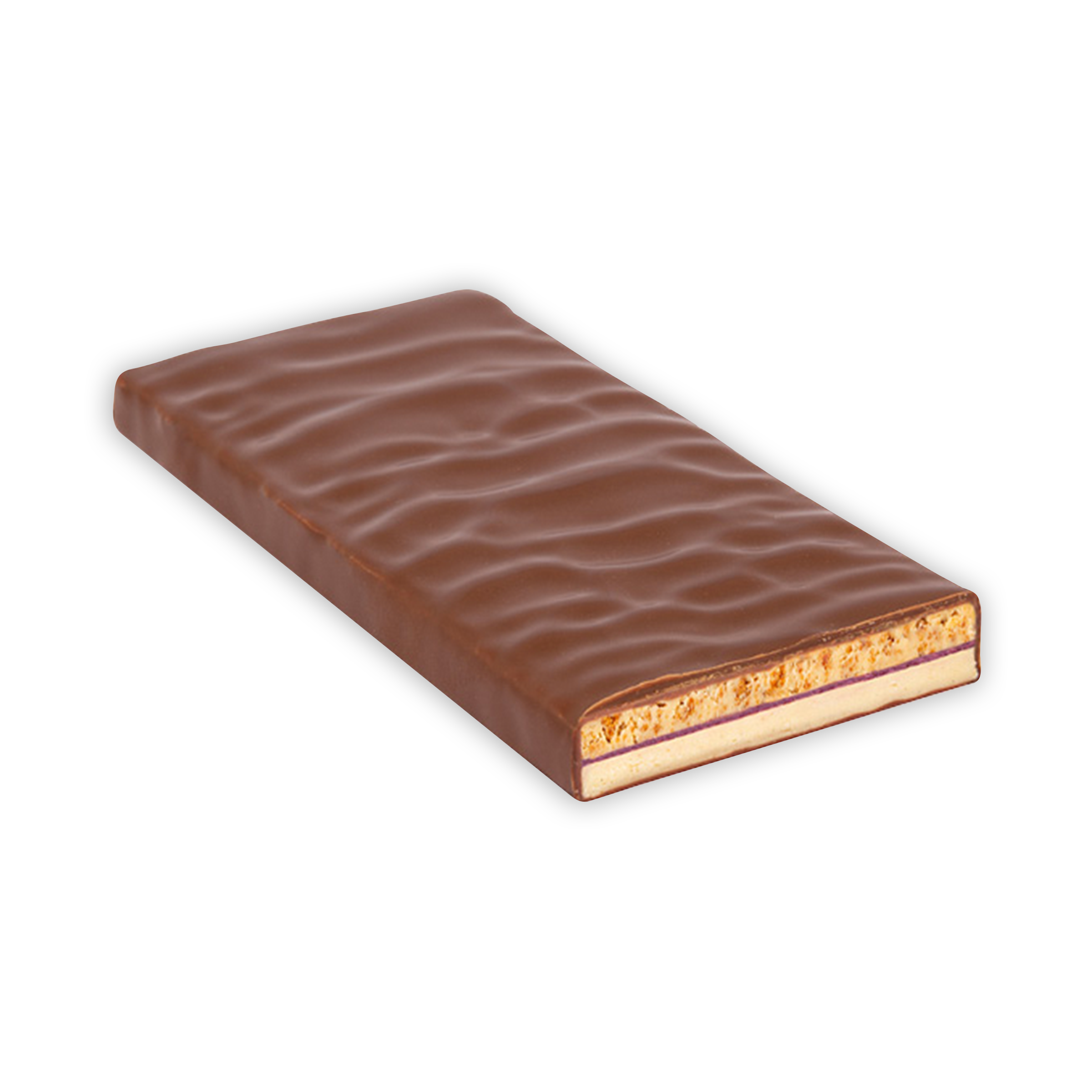 Zotter Cheesecake Milk Chocolate 50% bar with dark brown wavy ridges